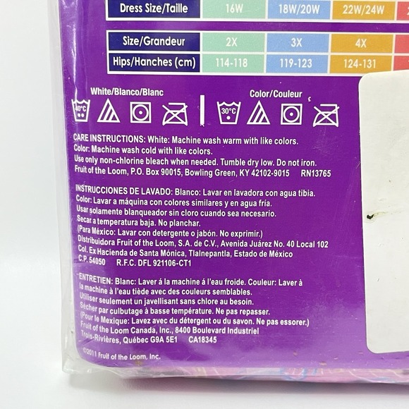 NEW 5 Pairs Fruit of the Loom Fit for Me Cotton Bikinis Plus Size 10 3X NOS 2011 - Picture 6 of 6